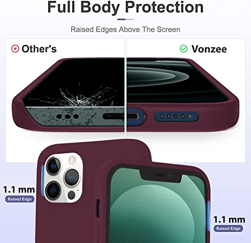 Image of VONZEE Back Cover for iPhone 11 Pro Max Case, Shockproof Slim Camera & Full Body Protection Liquid Silicone TPU Cover with Logo Cut (6.5 Inch) -Wine Red