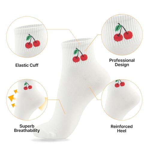 Image of Womens Cotton Crew & Ankle Socks, Cute Smiley Face Funny Character Size 6-9