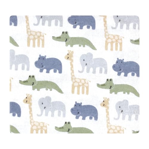 Image of Hudson Baby Cotton Flannel Receiving Blankets 4-Pack, Wild Leaf Safari, One Size