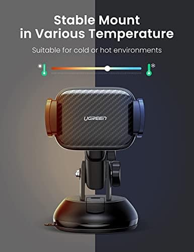 UGREEN Car Phone Holder, Windscreen Dashboard Phone Automobile Cradles Superior Suction Cup 360°Adjustable Long Arm Compatible with iPhone 14 Pro Max 13 12 11 SE, Galaxy S22 S21 Ultra S20 FE, Pixel 6
