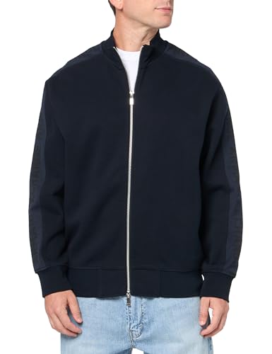 Armani Exchange Men's Logo Tape Full Zip Cotton Poly Bomber Sweatshirt