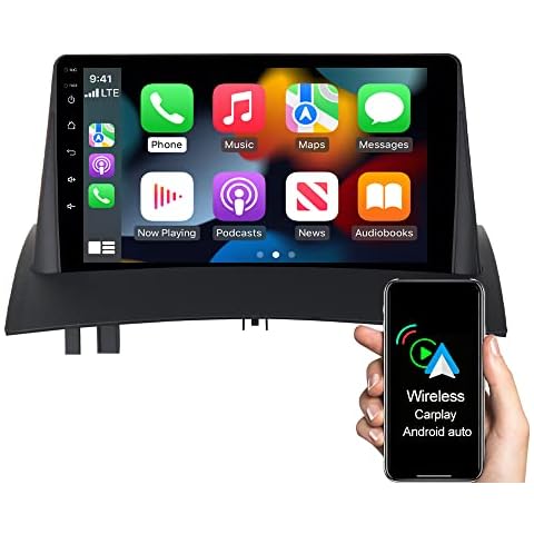 ACAVICA 9 Inch Android Car Radio for Renault Megane II 2002-2008 2+32GB Car Radio with Wireless Carplay Android Car Navigatore GPS Bluetooth Radio Touchscreen WiFi SWC Cover