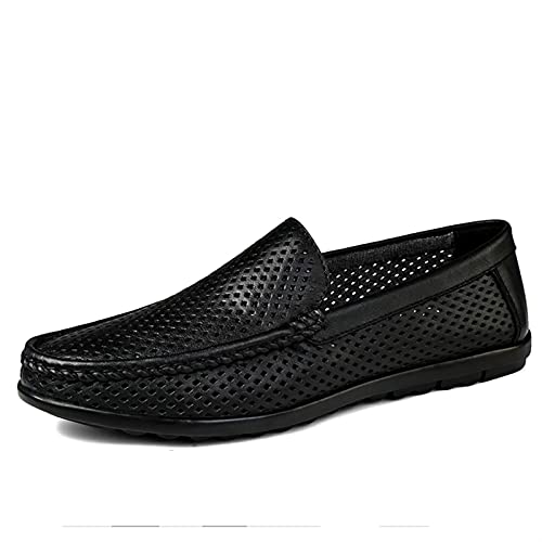 Mens Loafers Shoe Breathable Lightweight Loafer Shoes Leather Slip Resistant Flexible Flat Heel Outdoor Slip-ons