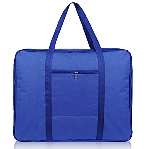 Image of Kuber Industries Small Size Lightweight Foldable Rexine Jumbo Underbed Storage Bag with Zipper and Handle (Royal Blue)-Pack of 2
