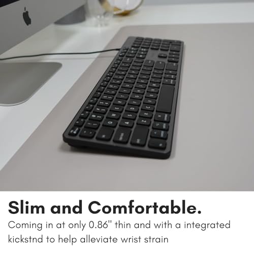 Image of Macally Backlit Mac Keyboard - Quiet, Sleek, and Functional - 3 Brightness Levels, 107 Keys, 5ft USB Wired - Apple Keyboard - Backlit Wired for Mac, iMac, MacBook Pro /Air - Space Gray