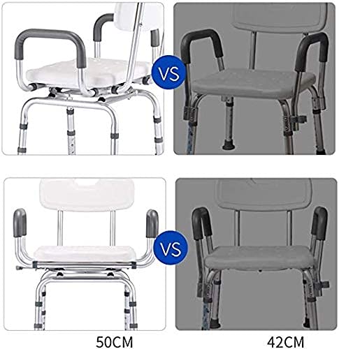 CHEWYNP Silla Asiento De Ducha Trabajo Pesado, Taburete De Ducha con Asiento Giratorio Bañera Silla Elevadora De Ducha Y Reposabrazos Respaldo Ajustable En 4 Alturas Ayuda De Baño para ANC