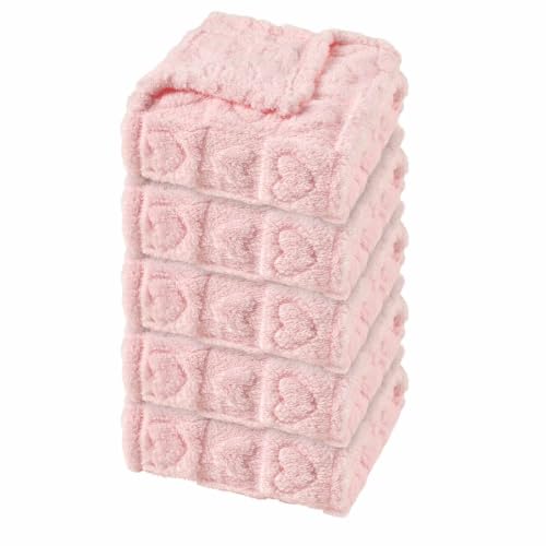 Image of 5 Pcs Baby Blanket Heart Checkered Ultra Soft Gift-Ready Plush for Newborns, Nursery & Stroller 30 inchx40 inch Light Pink