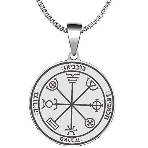 Detailed Engraved Third Pentacle of Mercury for Study Stainless Steel Polished Talisman Pendant Necklace