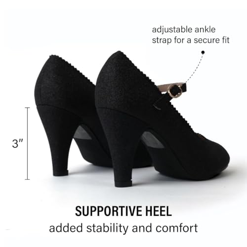 J. Adams Honey Mary Jane Shoes for Women – Retro Vintage Oxford Pumps with Low Kitten Heels, 1950s Round Toe Design and Adjustable Ankle Strap – Women’s Dress Shoes4