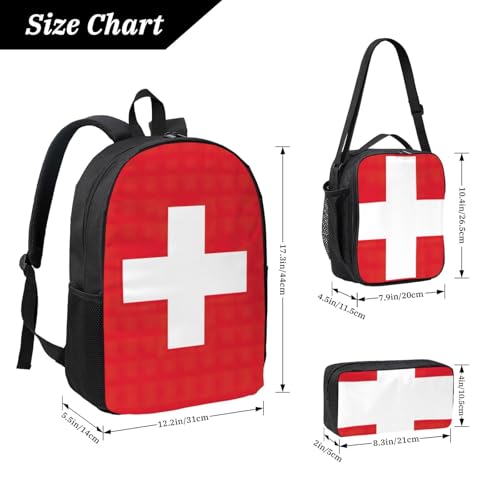 Sac à dos drapeau suisse EdWal avec trousse et sac repas