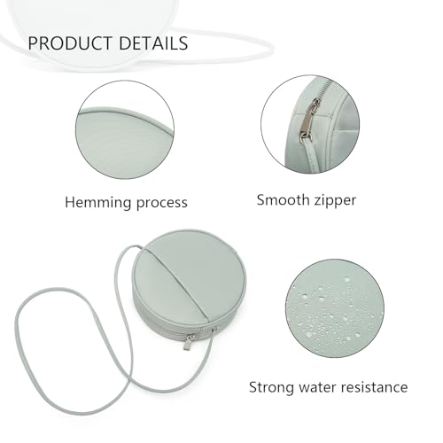 Image of Circle Crossbody Bag for Women NYLON Circle Purse with Zipper Adjustable Knot Shoulder Straps