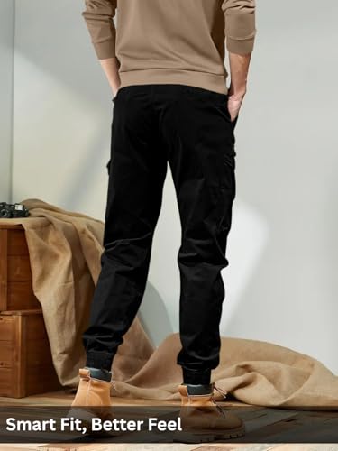 Image of Leriya Fashion Men's Cargo Pants with Pockets | Cotton Joggers for Men | 6 Pocket Jeans Pant | Casual Trousers for Men | Comfortable Casual Workwear Joggers
