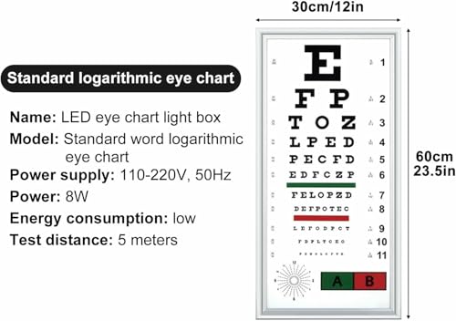 Échelle optométrique LED Snellen pour test de vision de 2,5 à 5 m