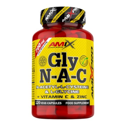AMIX - GlyN-A-C - Combinación de N-Acetil-L- Cisteína y Glicina enriquecida con vitamina C y Zinc - 120 Cápsulas
