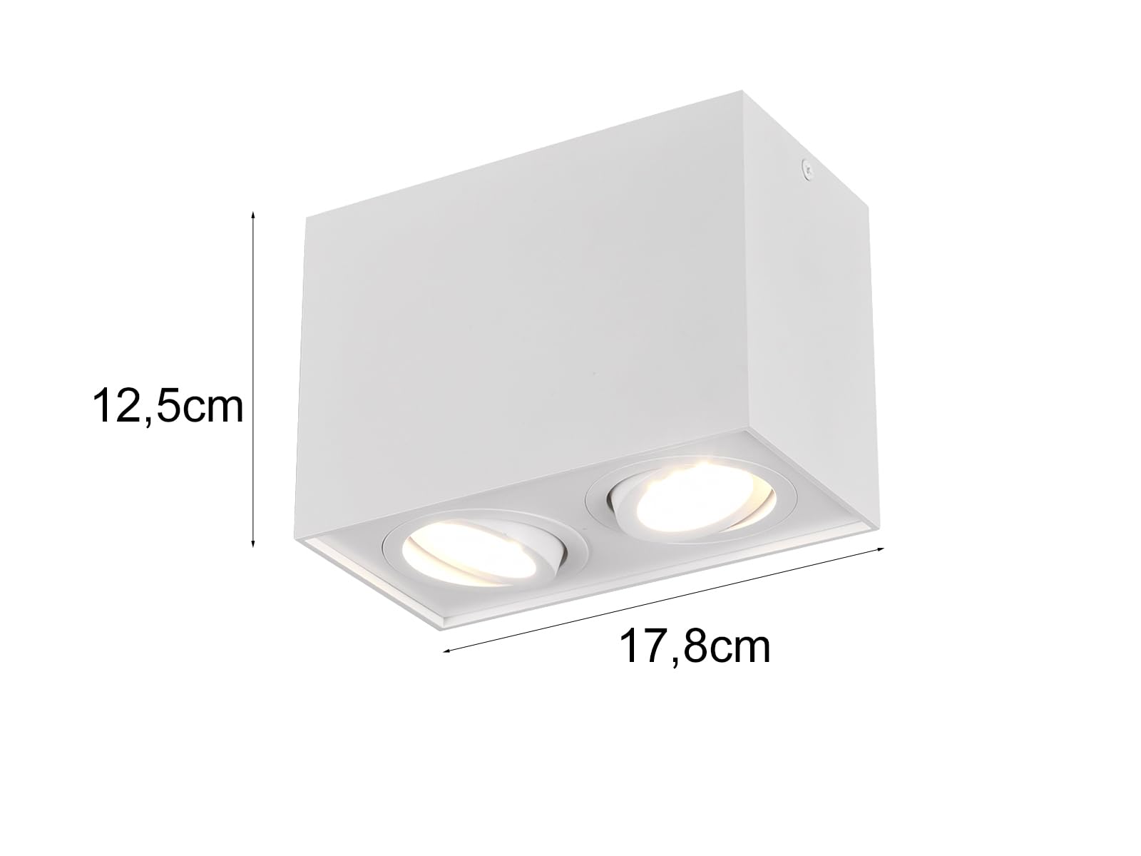 Trio, faretto da soffitto a forma di cubo con LED e due faretti orientabili, bianco opaco