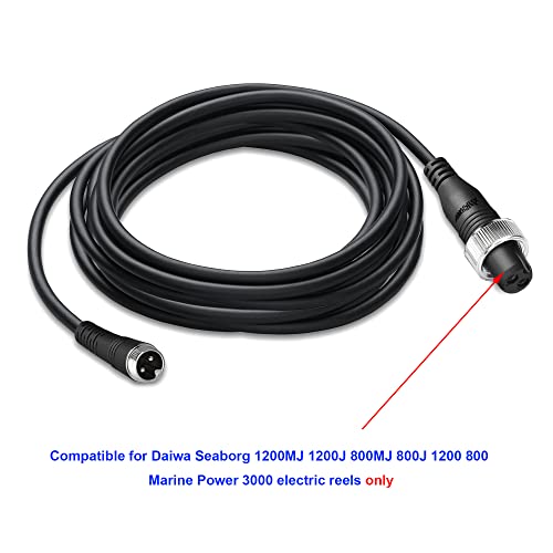 Batpower 11.5Ft Prob Electric Reel Battery Power Cord For Daiwa Seaborg 1200Mj 1200J 800Mj 800J 1200 800 Super Mega Power Assist Reel Marine Power 3000 Electric Fishing Reels Battery Power Cable 350Cm #TOP2
