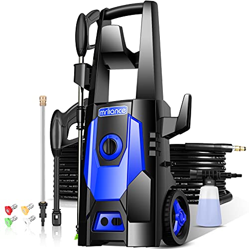 Power Washer, mrliance Pressure Washer Electric High Pressure Washer Professional Car Washer Cleaner Machine with Hose ,4 Nozzles for Patio Garden Yard Vehicle(Blue)