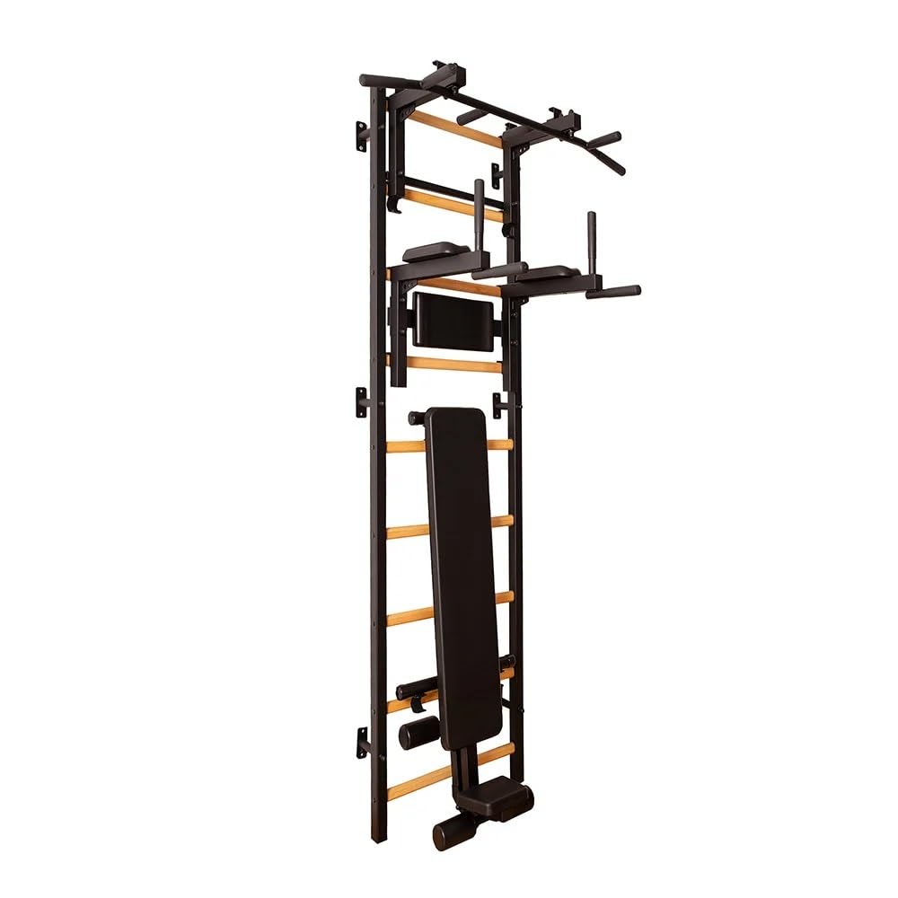 733B Wallbar Stall Bar Power Tower Compact Fitness Solution with Steel Frame and Convertible Metal Pull Up Bar