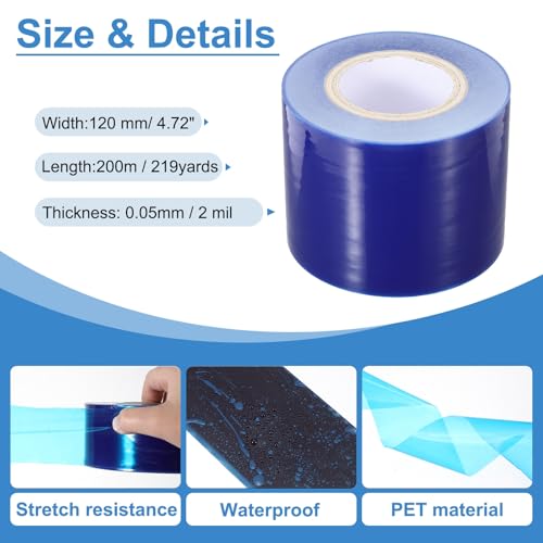 Image of PATIKIL Removable Protective Film Tape, 5 Inch x 656 ft PE Surface Protective Scratch Film Tape Roll for Furniture Electrical Appliances Plastic Hardware High Stickiness Blue
