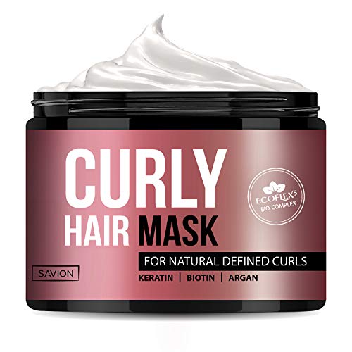 SAVION Curly Hair Mask for Natural Defined Curls - Organic Shea Butter, Argan Oil, and Coconut Oil - Deep Conditioning Hair Treatment for Dry Damaged or Frizzy Hair