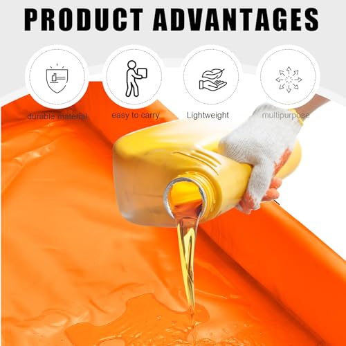 Image of Wettarn Folding Duck Pond 4' x 4' Portable Spill Containment Berm Wall Containment Berm (Orange)