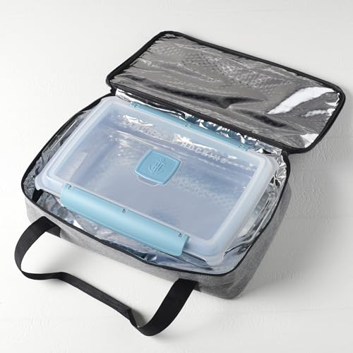 Image of Anchor Hocking 3 Quart Glass Baking Dish with Lid, Insulated Carrier & Hot /Cold Pack (Pack of 2)