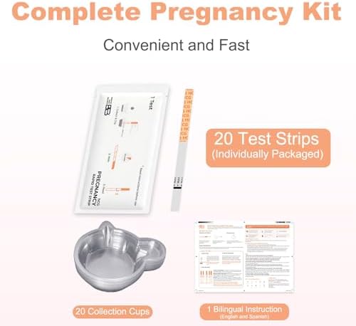 [20팩] 컵 달린 여성용 임신 테스트, 정확한 임신 테스트 스트립 조기 가정 감지 HCG 테스트 임신 키트 — 사진 3