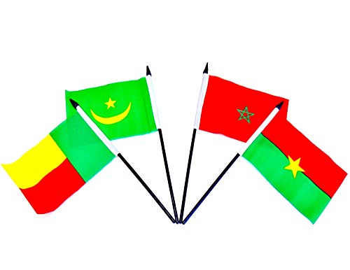 International/Country World Flag Set--Polyester 4"X6" Flags, One Flag For Each Country In A Specific Region Or World Organization, 4X6 Miniature Desk & Table Flags, Small Mini Stick Flags (Africa, Northwest) #TOP4