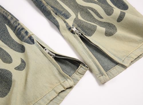 Image of QIMYUM Men's Wide-Leg Baggy Flex Jeans Relaxed Loose Fit Long Denim Pants