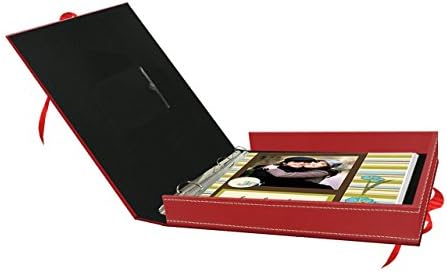 Pioneer 12 Inch by 12 Inch 3-Ring Leatherette Inset Frame and Ribbon Closure Memory Book, Red image 4