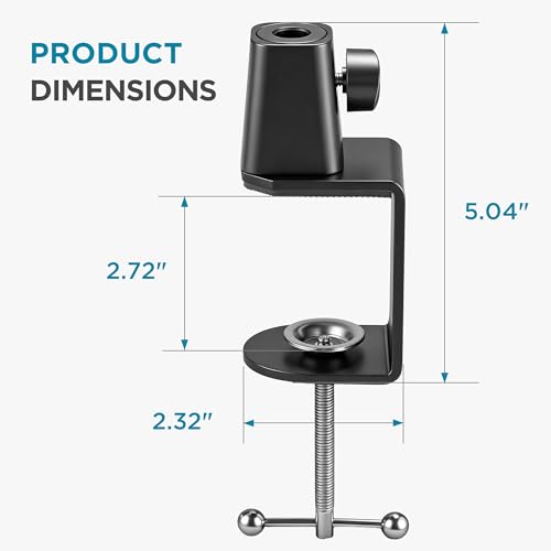 InnoGear Metal Desk Clamp with Wide Compatibility For Microphone Suspension Boom Arm Stand Mic Stand Desk Holder with Adjustable Screw by InnoGear - Image 4