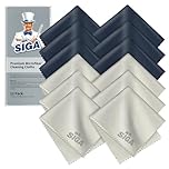 MR.SIGA Premium Microfiber Cleaning Cloths for Lens, Eyeglasses, Screens, Tablets, Glasses, 12 Pack, 6 x 7 inches (15 x 18 cm), Navy/Gray