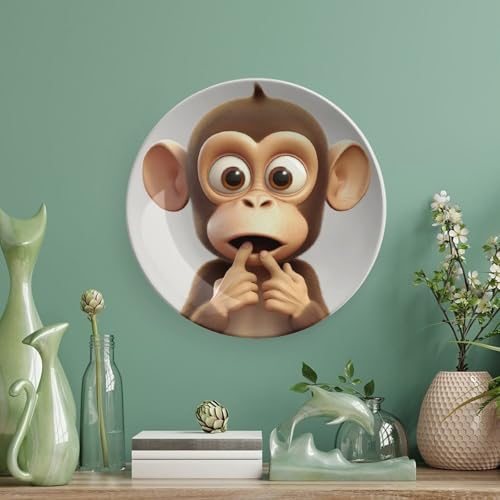 Plato decorativo The Silent Monkey de porcelana de 6 pulgadas miniatura 5