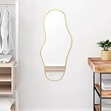 WKIEQACO Haus & Garten, Möbel-Wandspiegel, Gold, 90 x 40 cm