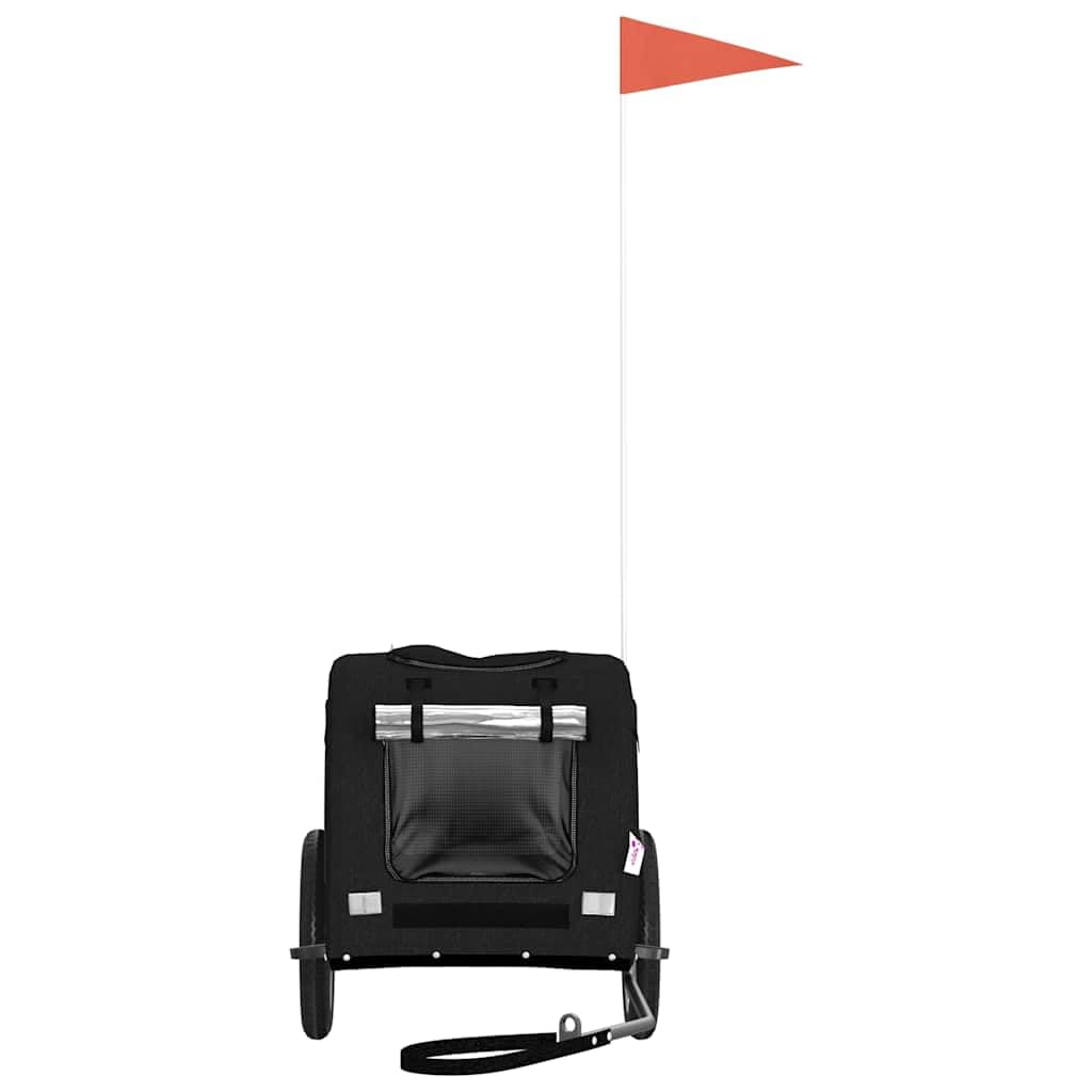 Mangloder Fahrradanhänger für Hunde Schwarz aus Oxford-Gewebe und Eisen, 124 x 53 x 53 cm, klappbar für Transport Reise Spaziergang Outdoor mit Netz Schutz und Reflektoren
