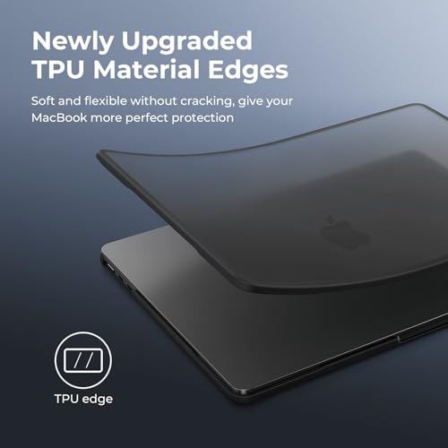 Image of BlueSwan Anti-Cracking Hard Shell Case Compatible with MacBook Air 15 inch M5 M4 M3 M2 2026-2023 A3448 A3241 A3114 A2941, Drop Protection Soft TPU Bumper PC Base for Air 15.3 inch, Frosted Black