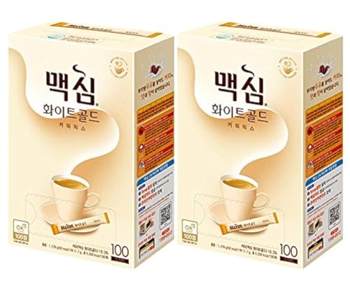 SENTICUM Maxim Coffee Mix, Instant Coffee (ë서 ?심 ?피 ?스) 100 sticks/pack (White Gold, 100 Sticks x 2 Box)