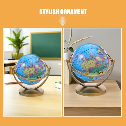 BESPORTBLE Rotating Earth Globe for Desk Decoration and Geography Education, 8-inch Blue Desktop Globe with Abs and Pvc Material, Elegant Classic Style Suitable and Adults in Office — view 2