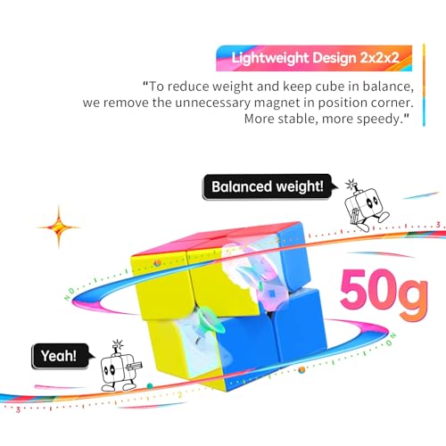 Image of GAN 251 M Air 2x2 Magnetic Speed Cube | Lightweight 50g Design, Frosted Finish & Updated Mechanism | Fast Turning Professional 2x2 Puzzle