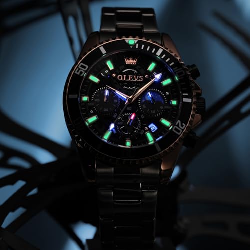 Image of OLEVS Watch for Men Original Branded Premium Mens Analog Quartz Watches Chronograph Stainless Steel 3ATM Waterproof Wrist Watch for Man