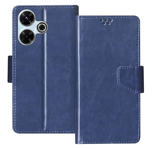 Image of SBMS Flip Cover for Redmi 13 5G / Redmi 13 4G Back Cover Case with Magnatic Closure | Inbuilt Stand | Card & Money Pocket (Blue)