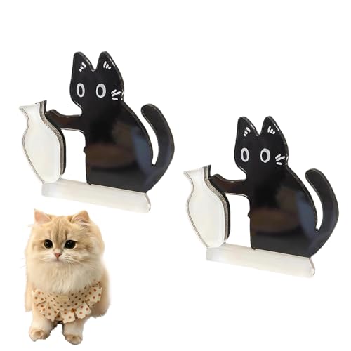 Set de 4 imanes gato negro con soporte para bigotes miniatura 1
