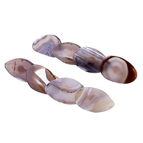 WarmHut Set of 6 Natural Agate Slice Napkin Rings - Unique Napkin Ring Holder for Holiday Christmas Parties Dinner Table Wedding Receptions Valentine's Day(White)