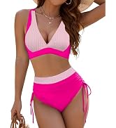 BMJL Women's High Waisted Bikini Sets Modest Tummy Control Swimsuit Two Piece Drawstring Bathing ...