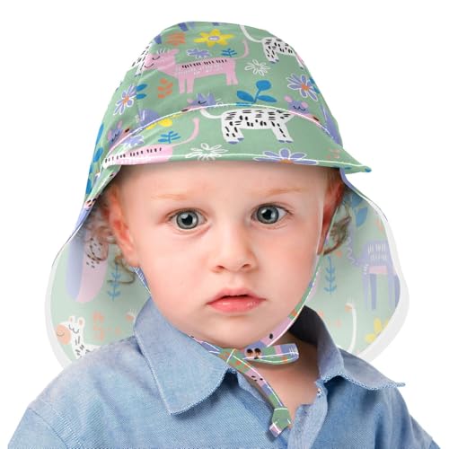 Colorful Childish Cartoon Animals Toddler Sunhat Toddler Boy Summer Hat Girl UV Protection Large Brim Traveling Swim2