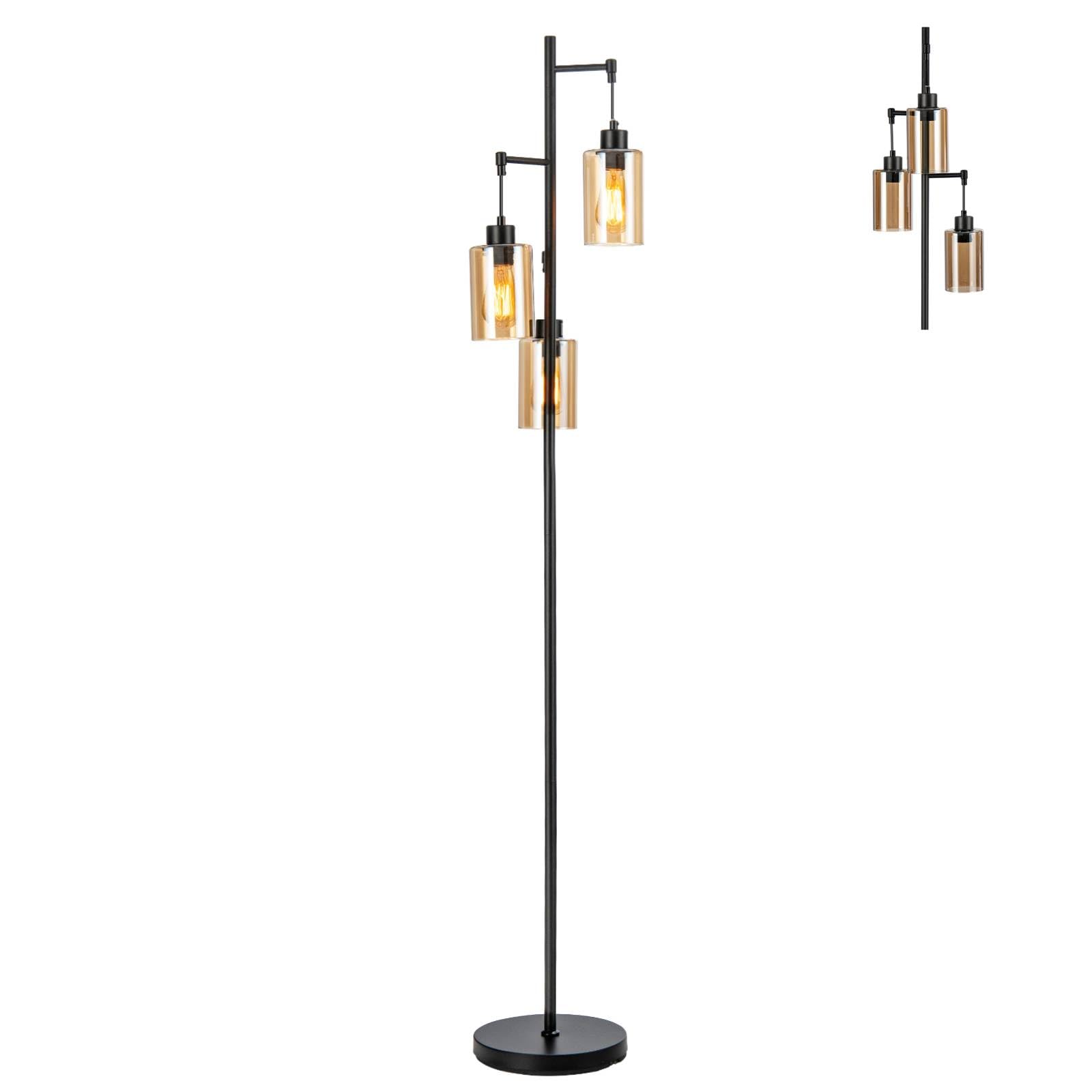 GiantexUK Industrial Floor Lamp, 1/3-Lights Standing Lamp with Glass Lampshades, Convenient Foot Switch & Stable Base, Tall Tree Lamps for Living Room Bedroom Office Sofa Corner (3 Light) — image 1