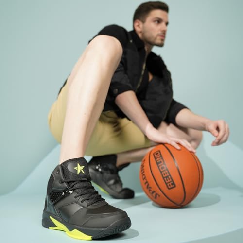 Image of FAUSTO Men High Top Colorblocked Chunky Classic Lace Up Sneakers|Breathable Basketball Shoes with Memory Cushion|Anti Skid Comfort Grip Sole