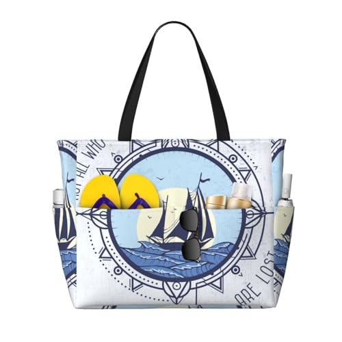 Not All Who Wander Are Lost2 Print Beach Pool Bags Tote For Women Ladies Large Gym Tote Carry On Bag For Weekender Travel Waterproof