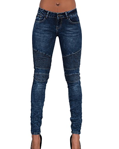 Kasen Mujer Pantalones Vaquero Skinny Push Up Pantalones Elástico Jeans Azul Marino M