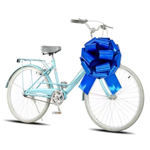 Image of 1Pcs Giant Blue Bow 14 Inch Big Gift Bow Large Pull Bow,Great Gift Bows for appliances,Bikes,Table Decorations and Party Events (Metallic Blue)